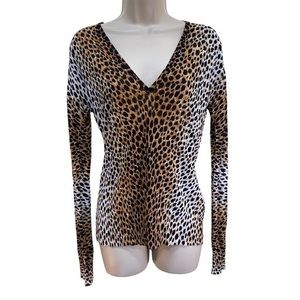 Dolce & Gabbana Leopard Print Lurex Knit Sheer Fitted Top